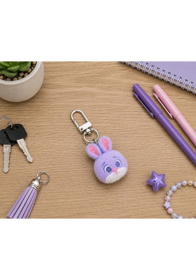 Sevimli Mor Tavşan Charm Anahtarlık Peluş Figür Çanta Ve Anahtar Aksesuarı Hediye