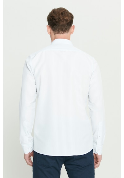 AC&Co / Altınyıldız Classics Erkek Beyaz Slim Fit Dar Kesim Düğmeli Gömlek Yaka Uzun Kollu Gömlek Beyaz