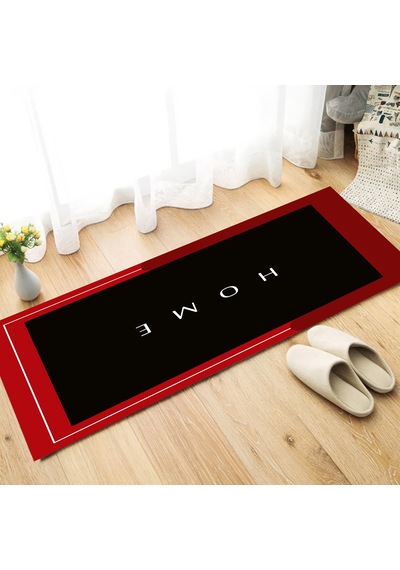 Dijital Kaymaz Yıkanabilir Mutfak Banyo Salon Paspas Halısı Trend Modern Al4001 Kırmızı
