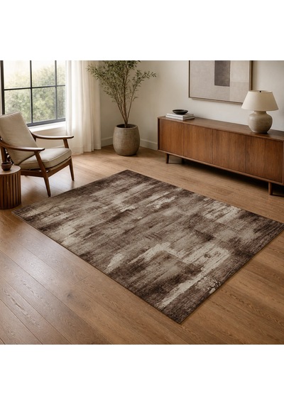 Kartela Halı Vintage Halı Kaymaz Taban Makinede Yıkanabilir Halı Kahverengi - 180 X 270 Cm