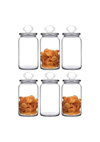 Paşabahçe 96761 Kitchen 6 Lıcam Kapaklı Kavanoz 1130cc 18cm.