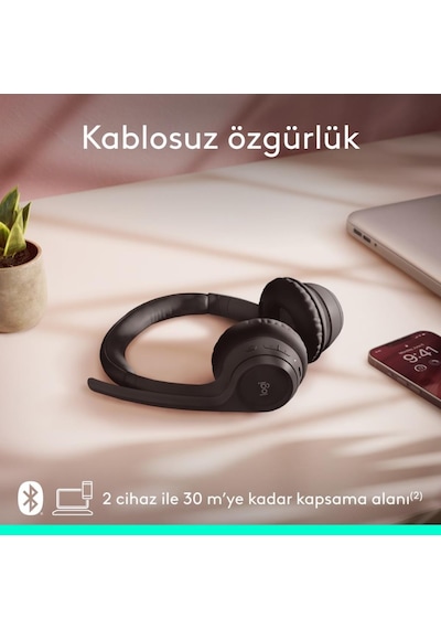 Logitech Zone 300 Gürültü Önleyici Mikrofonlu Kablosuz Bluetooth Kulaklık - Siyah