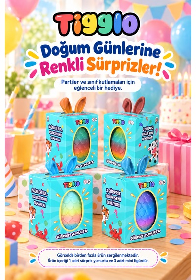 Tigglo Sürpriz Yumurta 3 Farklı Hareketli Mini Hayvan Figürü İçeren Oyuncak Seti