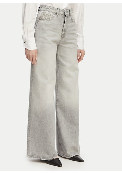 Hugo Gri Kadın Logo Baskılı Denim Pantolon 50557053 Açık Gri