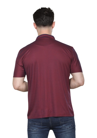 Kzctekstil Erkek Baba Ve Orta Yaş Penye Yakalı Cepli Oxfort Kumaş Pamuklu Tişört Klasik Kesim Bordo