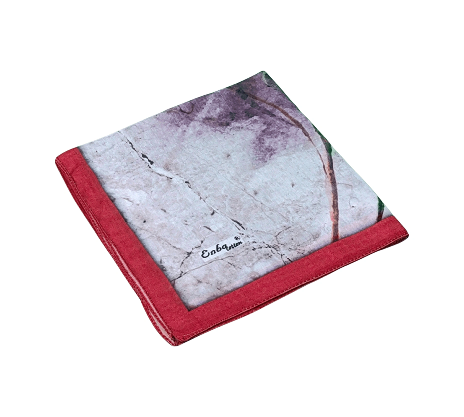 Mim Eşarp Enba Çiçek Desenli Pamuklu Eşarp 90x90 Cm Kırmızı
