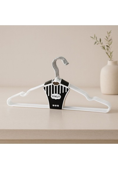 Metal Silikon Kaplı Elbise Askısı 10'lu Beyaz 40x50 Cm