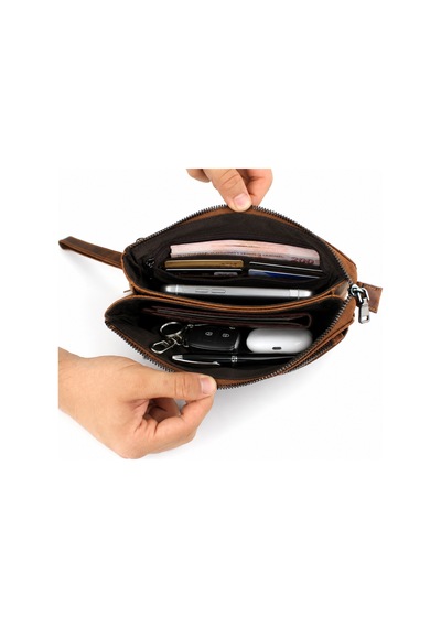 Alphaclub Bag Erkek Hakiki Deri Taba Çok Bölmeli El Çantası Model 898