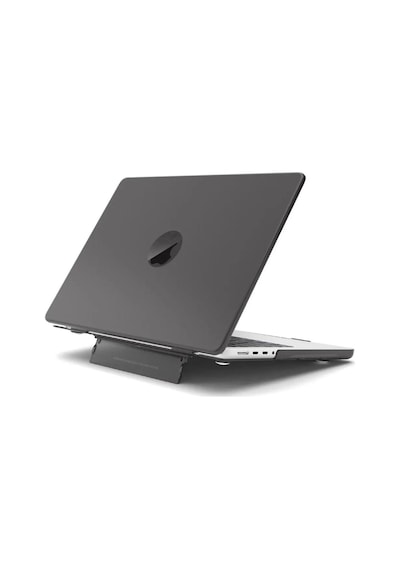 Apple Uyumlu MacBook Pro 13 M1-m2 Çip A2251-a2289-a2338-a2159 Standlı Şeffaf İz Bırakmayan Koruyucu Kapak Siyah