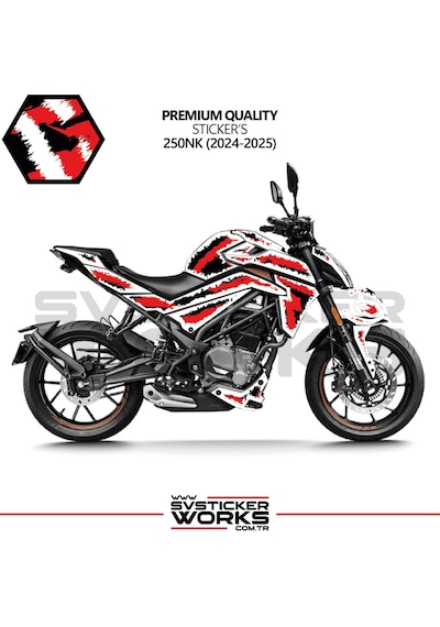 Cfmoto Nk250 Kaplama Sticker Air Brush Motor Kaplama Modeli Hazır Kit 2024-2025 Model Uyumlu Kırmızı