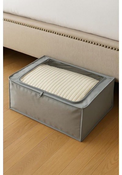 Handyol 1 Adet Pencereli Çelik Destekli Büyük Boy Hurç Baza Altı Çok Amaçlı Organizer 66x46x20 Cm Gri