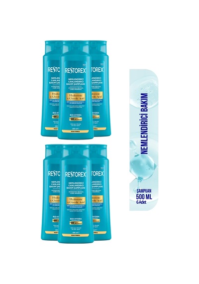 Hydra Nemlendirici Canlandırıcı Bakım Şampuanı 6x500 Ml - Hyaluronik Asit, Glikoik Asit Kuru
