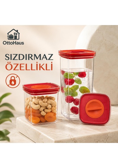 Lexroo 3 Lü Tam Vakumlu Sızdırmaz Saklama Kabı Seti, 500ml-1100ml-1700ml Çok Renkli