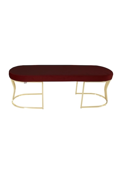 Viego Gold Smooth- Bordo Kapitoneli Model Puf & Bench & Koltuk- Oturak-uzun Makyaj Puff-yatak Odası Ucu &önü