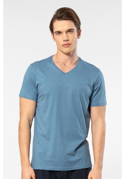 Cacharel Erkek V Yaka T-shirt 2170/indigo Beyaz