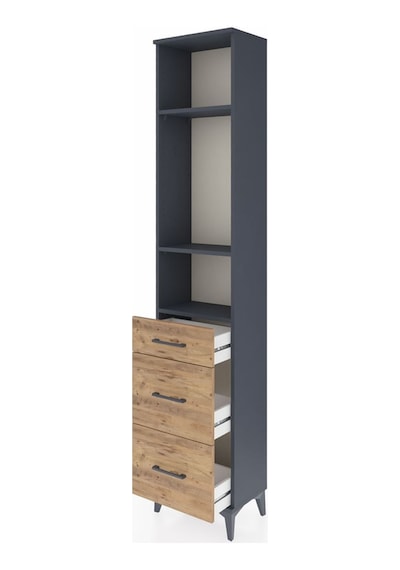 Arges Dolap 3 Raflı 3 Çekmeceli 44x30x221 Antrasit-çam Antrasit