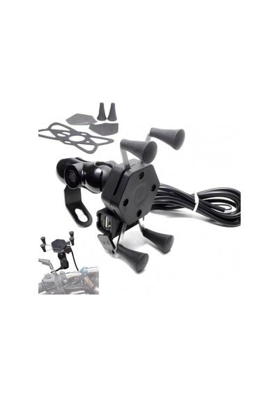 Ayna Bağlantılı Usb Li Ahtapot Telefon Tutucu Motosiklet Scooter
