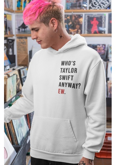 Sevbano Taylor Swift Şarkıcı Sırt Baskılı Unisex Oversize Penye Hoodie beyaz