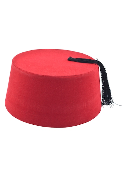 Osmanlı Kırmızı Erkek Püsküllü Damat Kına Fesi 8cmx52cm Kısa