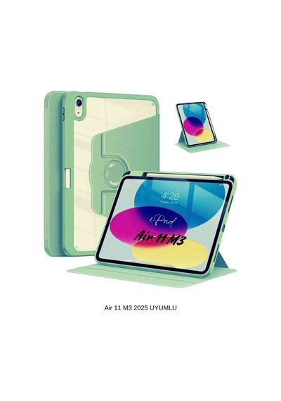 Apple Uyumlu iPad Air 11 2025 M3 Çip 360 Dönebilen Yatay Dikey Standlı Fuchsia Pino Tablet Kılıfı Kılıf