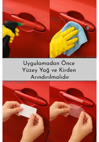 Araba Kapı Koruyucu Ppf Film 8 Parça Alman Malı Parlak Şeffaf Boya Çizik Önleyici Tırnak Koruma Sticker 8pcs