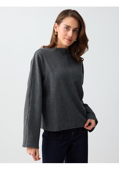 Jimmy Key Antrasit Melanj Rahat Kesim Yarasa Kol Yumuşak Dokulu Sweatshirt 5ww236154972