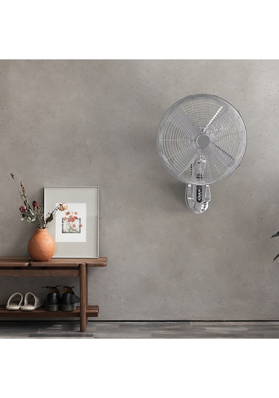 45 Cm Uzaktan Kumandalı Duvar Vantilatörü 55w Krom Metal Gövde Lcd Ekranlı 3 Kademeli Hız Ayarlı 70 Salınımlı