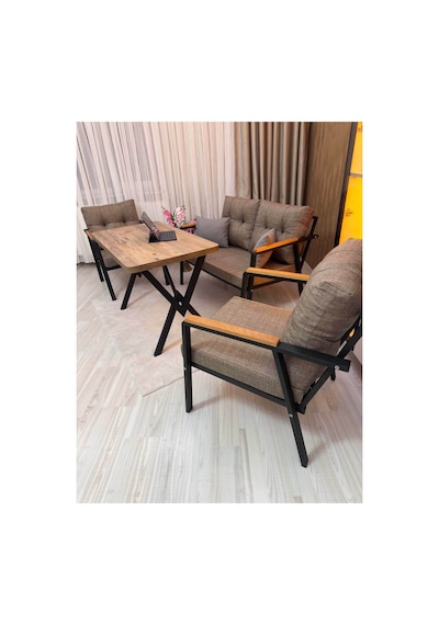 Houseart Balkon ,bahçe , Teras , Cafe ,salon , Metal Kanepe , Metal Kanepe Koltuk ,oturma Takımı 2-1-1 , Yemek Masası , Orta Masa Cappuccino