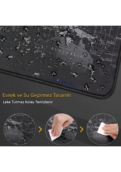 Mouse Pad Mouse Altlığı Büyük Mouse Pad 30x60 3mm Kaymaz Dünya Haritası Görselli