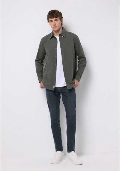 Colin's Colins Regular Fit Shirt Neck Düz Erkek Yeşil Uzun Kol Gömlek Cl1073845 Q1.v2 Kha Haki