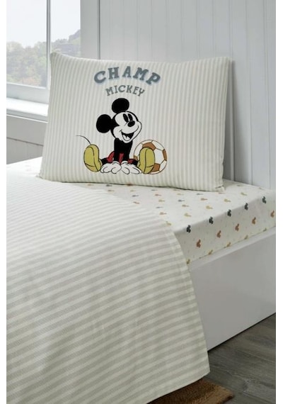Özdilek Mickey Mouse Champ Tek Kişilik Disney Lisanslı Lastikli Çarşaf Çocuk Pike Takımı Çok Renkli