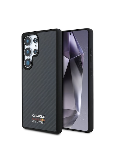 Galaxy S25 Ultra Kılıf Redbull Lisanslı Magsafe Uyumlu Karbon Fiber Parlayan Logolu Kapak Siyah