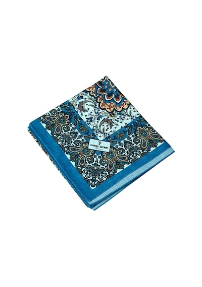 Mim Eşarp Prime Pamuk Etnik Desenli Eşarp 90x90 Cm İndigo