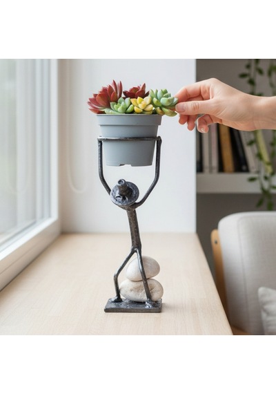 Dekoratif Metal Figür Sukulent Saksı Standı SPH011