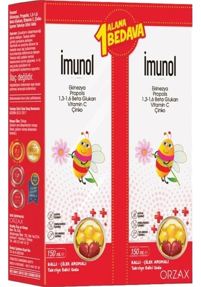 İmunol Ballı Çilek Aromalı Şurup 150 Ml - 1 Alana 1 Bedava