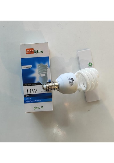Mgn Lighting 11w E14 Duy Tasarruflu Ampul 2700k Sarı Işık T2 Yarı Spiral Sr 24010
