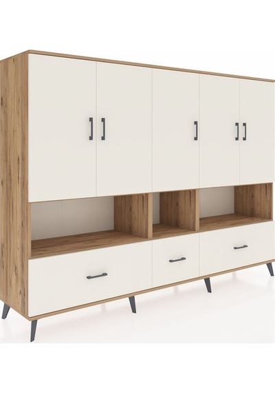 Hyperion Dolap 12 Raflı 3 Çekmeceli 5 Kapaklı 220x44x163 Çam-ayta Çam-aytaşı Hyperion Dolap 12 Raflı 3 Çekmeceli 5 Kapaklı 220x44x163 Çam-ayta Çam-aytaşı