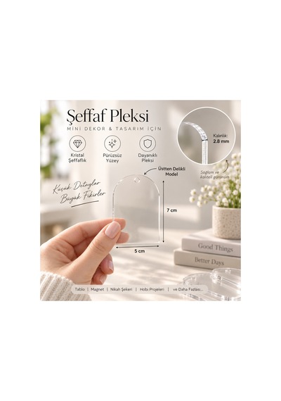 25 Adet 7x5 Cm Üstten Delikli Şeffaf Dökme Pleksi 2.8 Mm Kalınlık Akrilik Plaka Nikah Şekeri, Magnet Ve Hobi İçin Çok Renkli