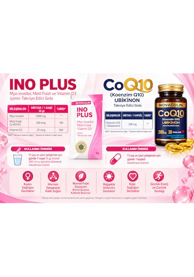 Ino Plus Miyo-inositol Metil Folat D3 30 Saşe + Coq10 30 Kapsül