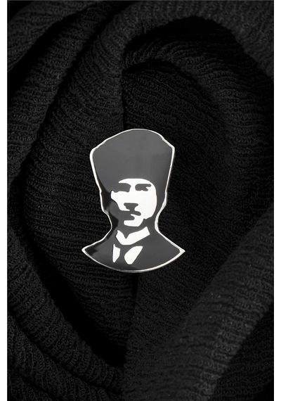 Mineli Atatürk Silüeti Gümüş Rozet -5872 Gümüş