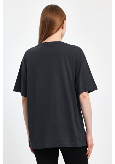 Odda 0008 Kadın Oversize Tişört Füme Odda 0008 Kadın Oversize Tişört Füme