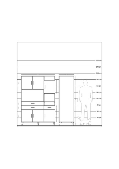 Kronos Dolap 10 Raflı 3 Çekmeceli 6 Kapaklı 132x59x195 Çam-ça... Çam