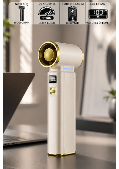Mioji AD72 Pro 8000MAH 150000RPM Taşınabilir Güçlü Hava Üfleme Cihazı - Beyaz