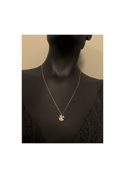 Taşlı Yonca Altın Kolye