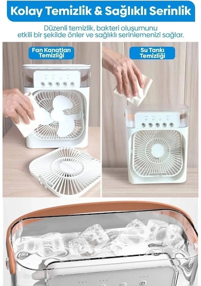 Zenvia Taşınabilir Işıklı 5 Spreyli Vantilatör Buzlu Buharlı Vantilatör Mini Fan Nemlendirici Znv2026 Çok Renkli