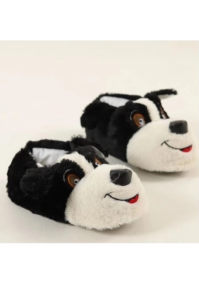 Mergenshoes Unisex Siyahk Köpekli Panduf Ev Botu Siyah Siyah
