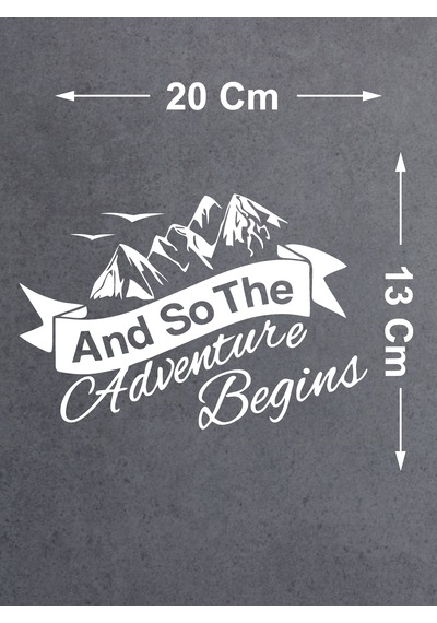 Adventure Begins Sticker - Kamp Doğa Dağ Sticker - Araba Oto Motosiklet Karavan Cam Sticker - 00084 20x13 Cm