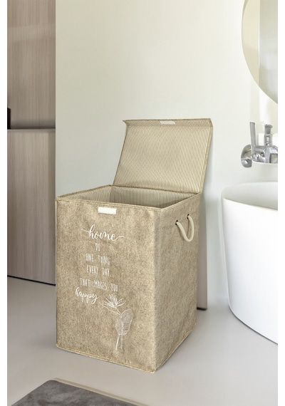 Meleni Home 2'li Set Keçe Kapaklı Kirli Çamaşır Sepeti - Çok Amaçlı Saklama Kutusu Mega Hurç 55 X 41 X 30 Cm Diğer