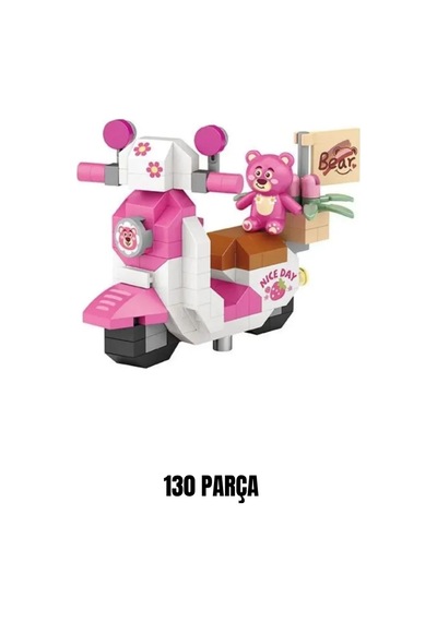 Pembe Ayıcıklı Motor 130 Parça Block Loz Oyuncak-mini Poşet 1 Adet
