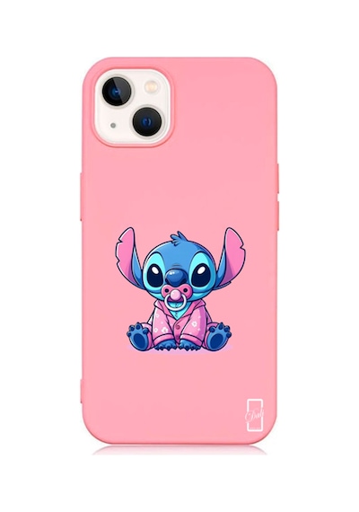 Apple Uyumlu iPhone 15 Koyu Pembe Lansman Kılıf Baby Stich